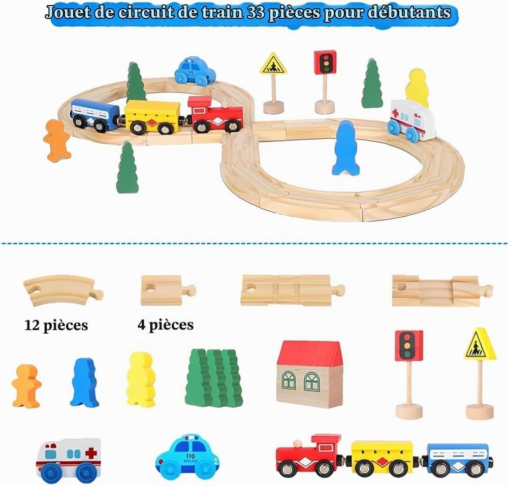 Railway Learning Wooden Magnetic Train Rail Set – Educational Wooden Toy