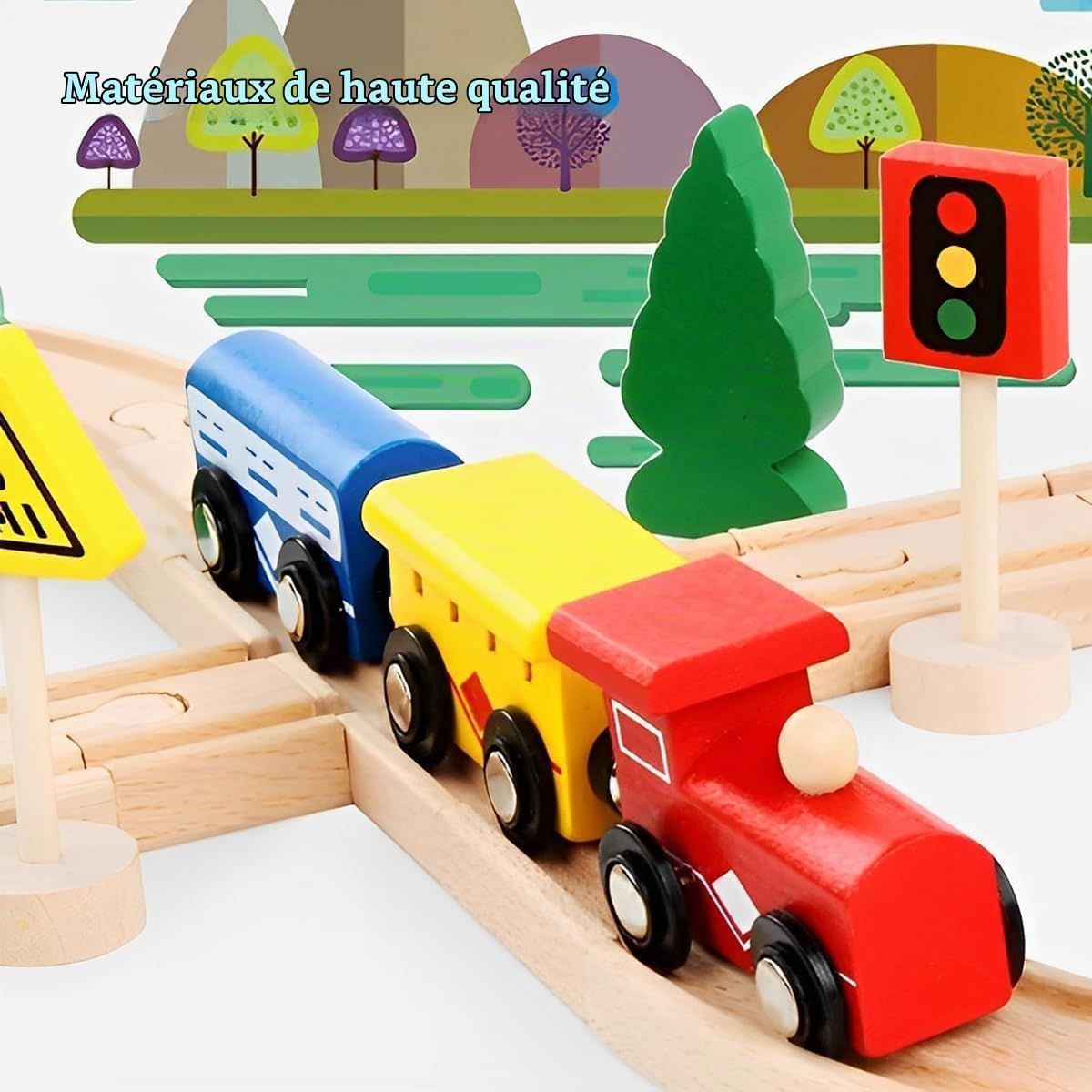Railway Learning Wooden Magnetic Train Rail Set – Educational Wooden Toy