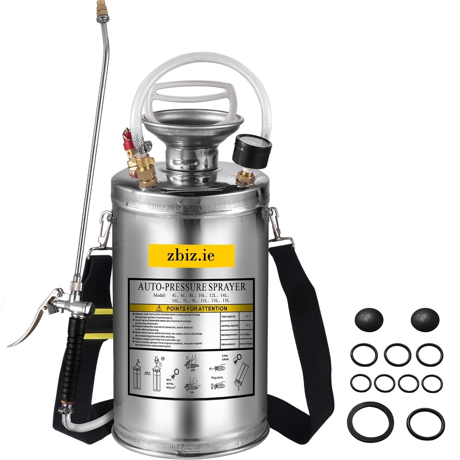 4L/6L/8L/10L/12L/15L Stainless Steel Sprayer Household Gardening and Floor Cleaning Sprayer, Suitable for the Current Neds of Industry, Agriculture, Commerce, Medicine and Other Industries.