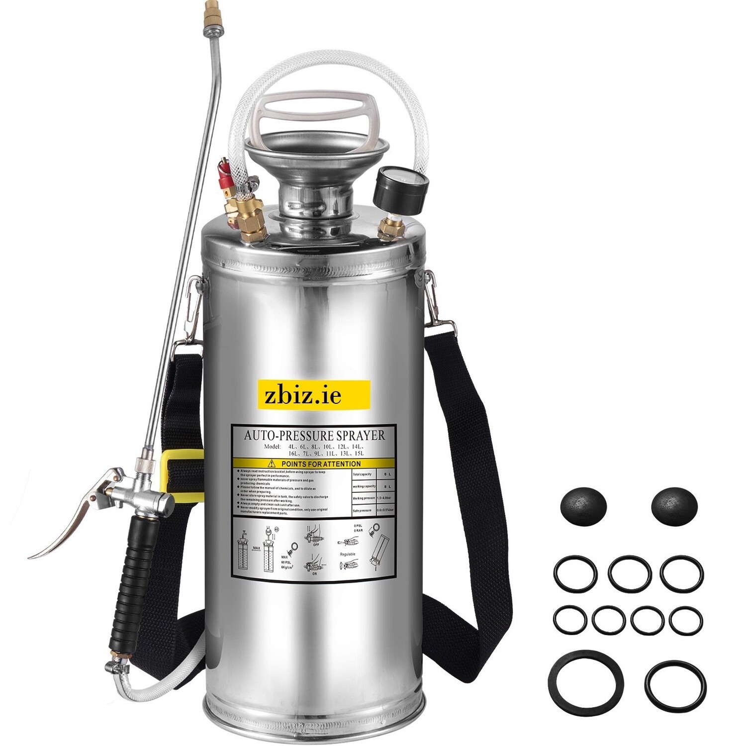 4L/6L/8L/10L/12L/15L Stainless Steel Sprayer Household Gardening and Floor Cleaning Sprayer, Suitable for the Current Neds of Industry, Agriculture, Commerce, Medicine and Other Industries.