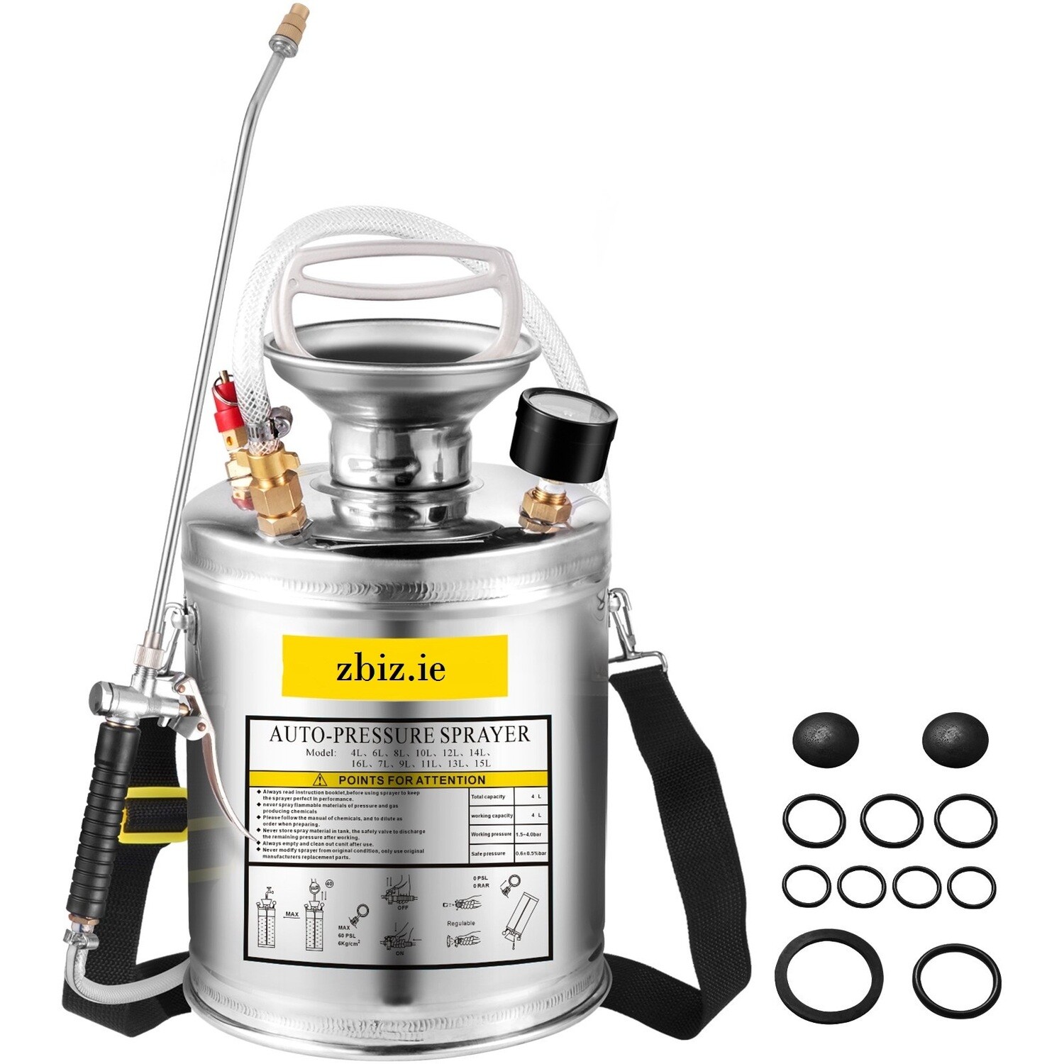 4L/6L/8L/10L/12L/15L Stainless Steel Sprayer Household Gardening and Floor Cleaning Sprayer, Suitable for the Current Neds of Industry, Agriculture, Commerce, Medicine and Other Industries., Size: 4 Litres