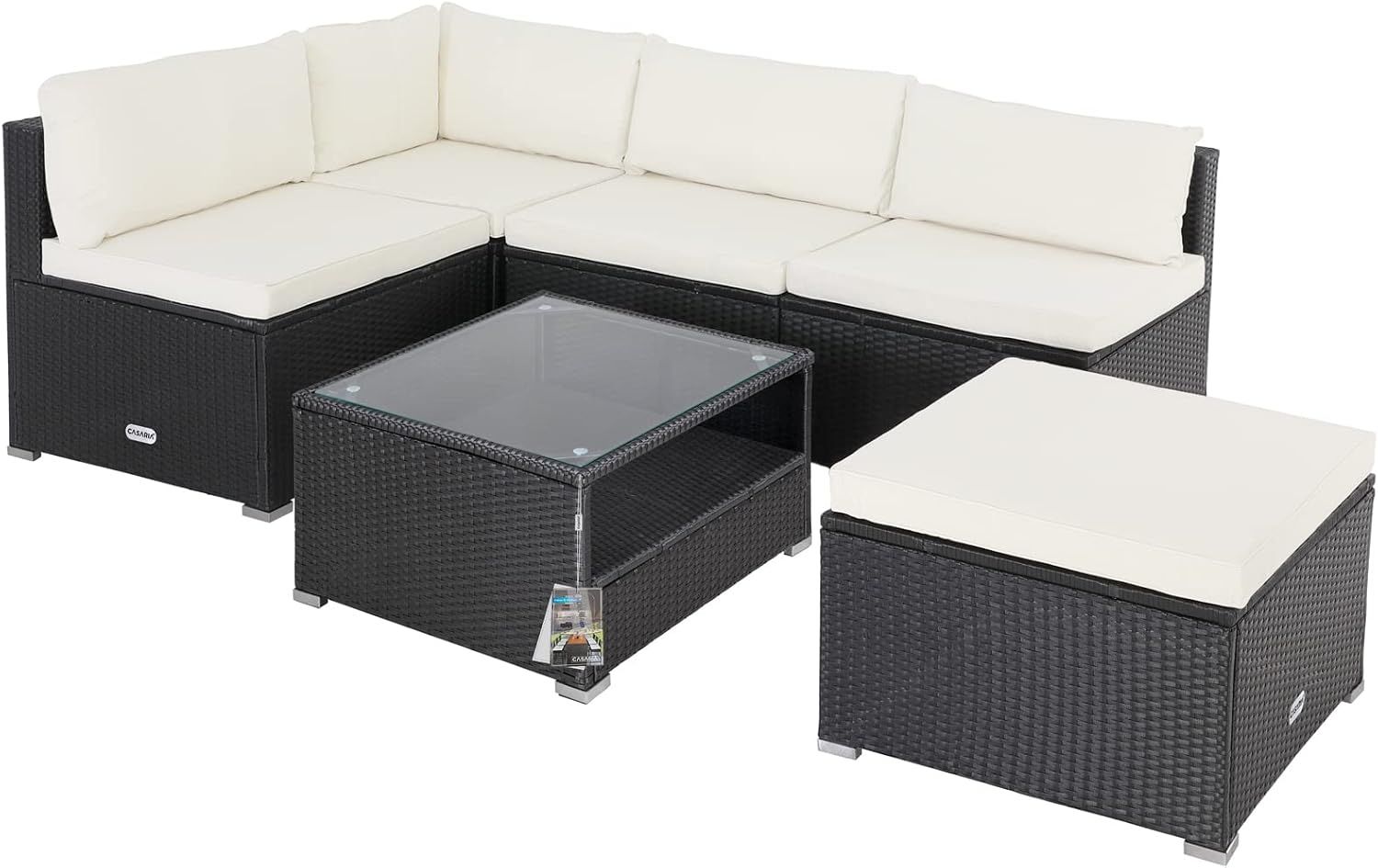 Polyrattan 16-Piece XL Polyrattan Garden Lounge Set – Black &amp; Cream