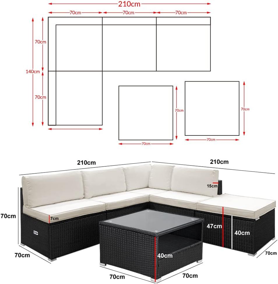 Polyrattan 16-Piece XL Polyrattan Garden Lounge Set – Black &amp; Cream