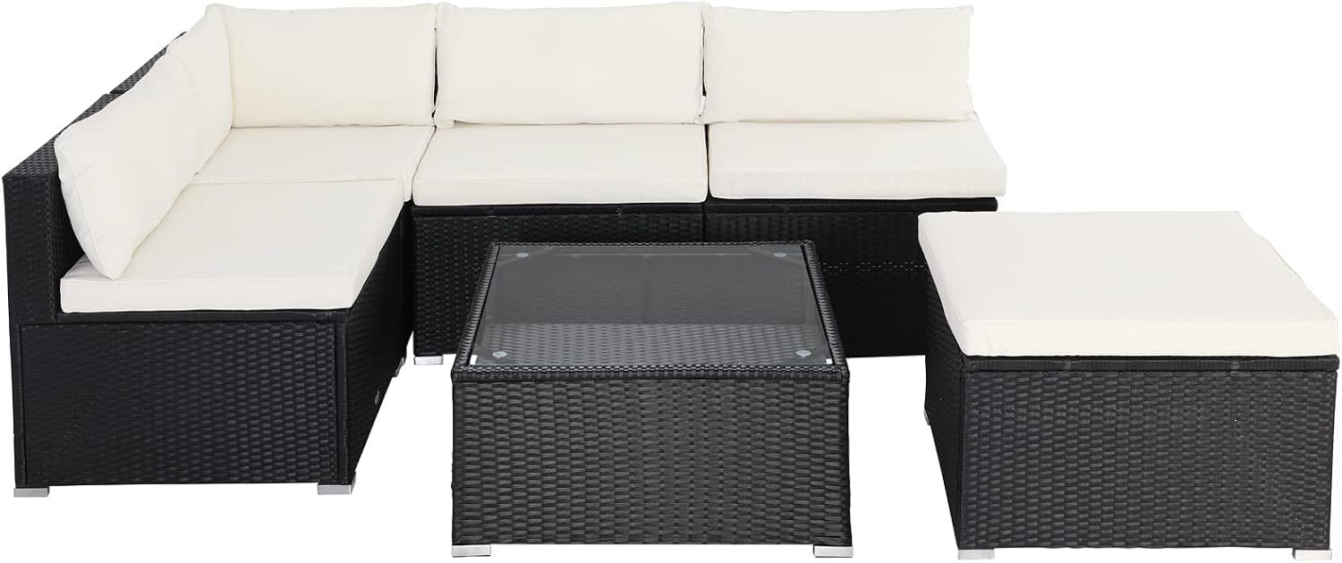 Polyrattan 16-Piece XL Polyrattan Garden Lounge Set – Black &amp; Cream