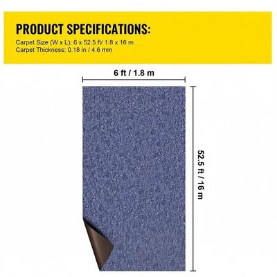 Outdoor Indoor Rug 16M Blue Polyester Non Slip Stain &amp; Mold Resistant Mat