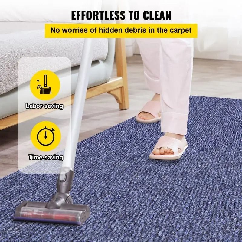 Outdoor Indoor Rug 16M Blue Polyester Non Slip Stain &amp; Mold Resistant Mat