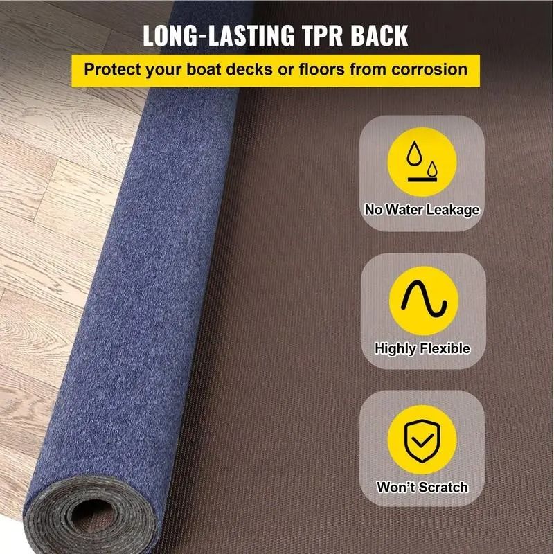 Outdoor Indoor Rug 16M Blue Polyester Non Slip Stain &amp; Mold Resistant Mat