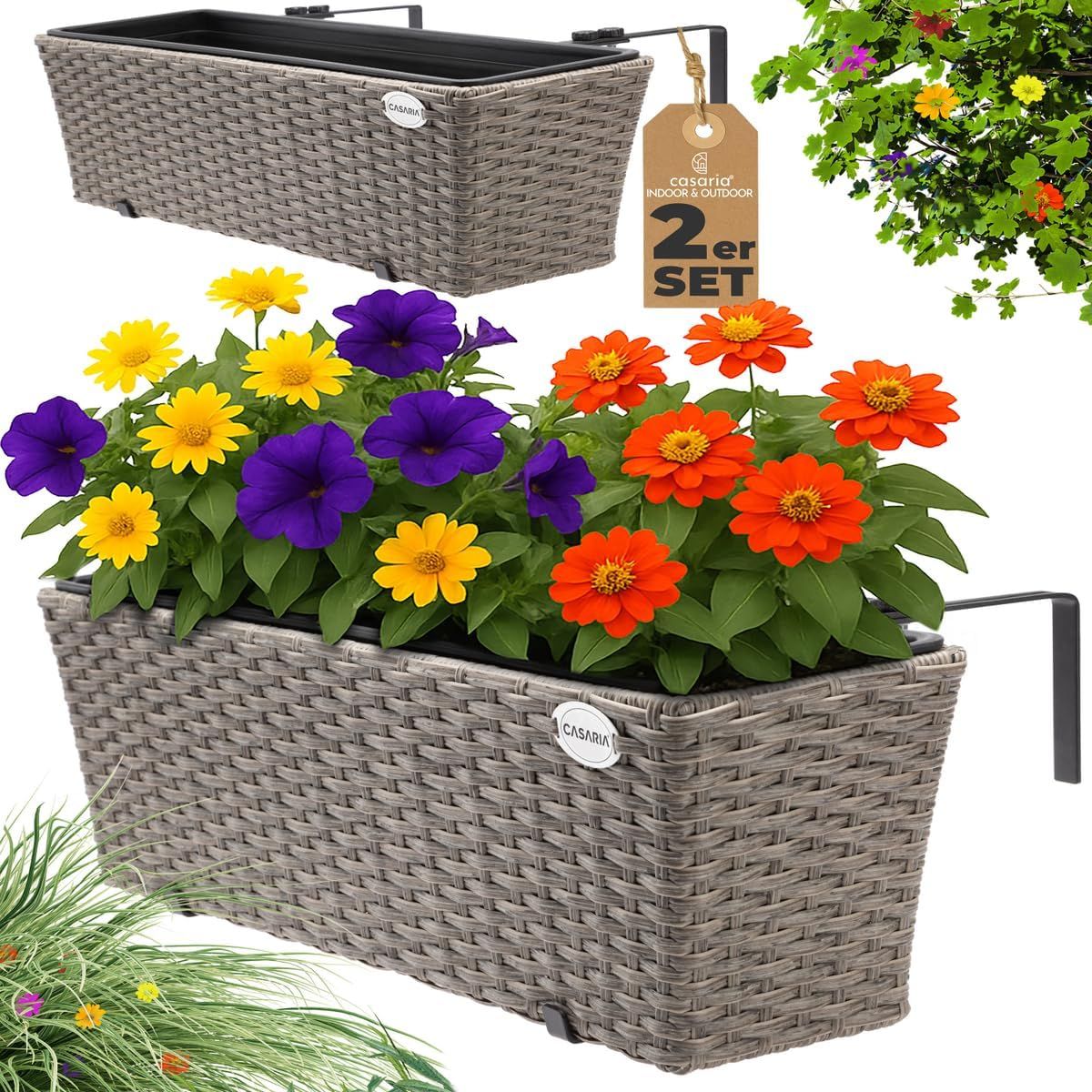 Railing Balcony Planter Box – 2 Piece Set