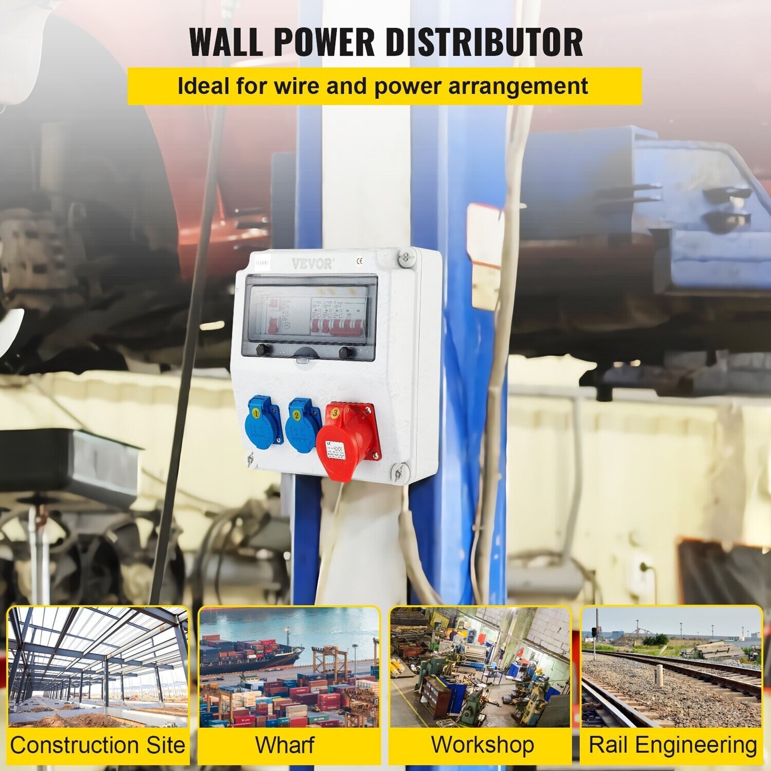 Wall Power Distributor 16A 230V / 400V Socket 2 Position