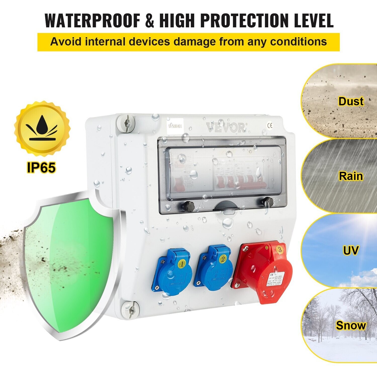 Wall Power Distributor 16A 230V / 400V Socket 2 Position