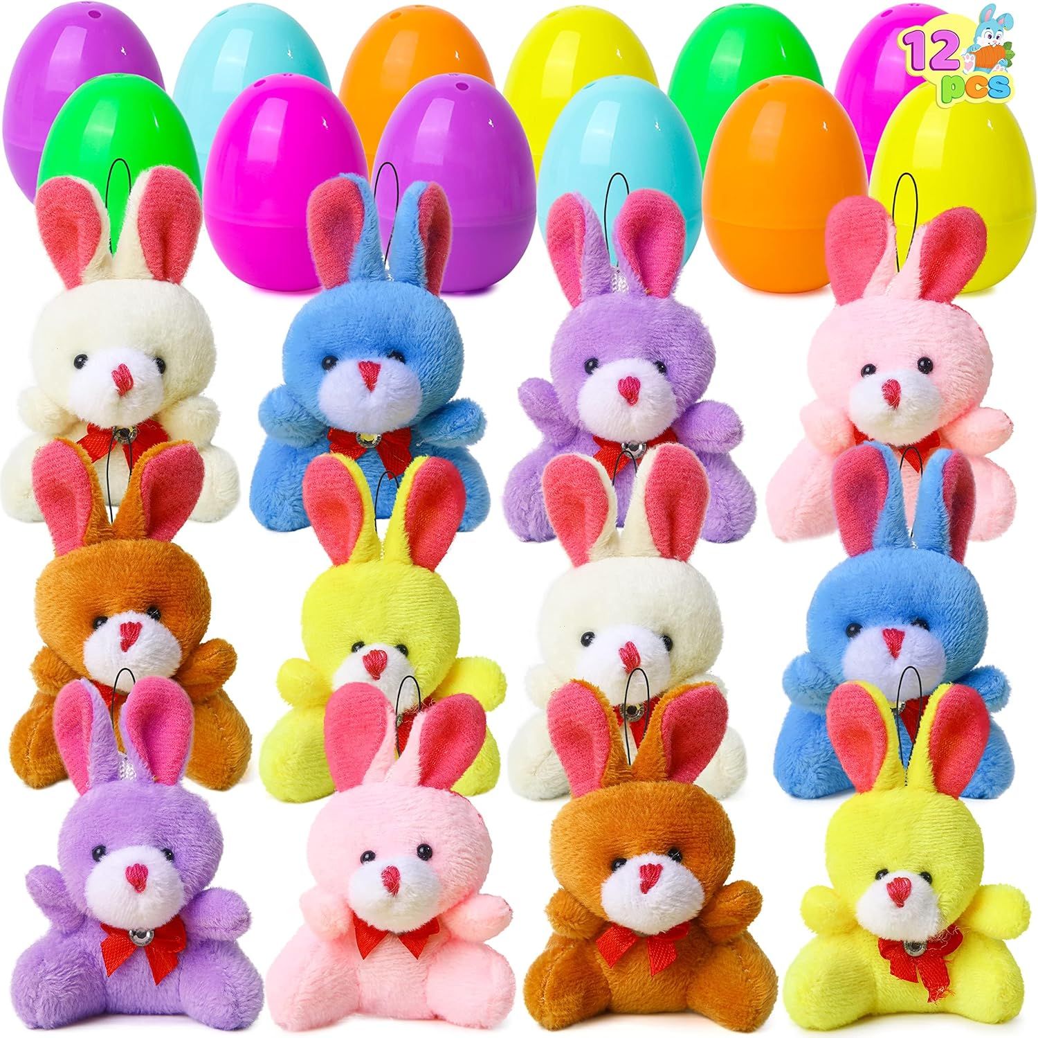 12pcs Easter Egg Hunt Plush Animal Toys Set