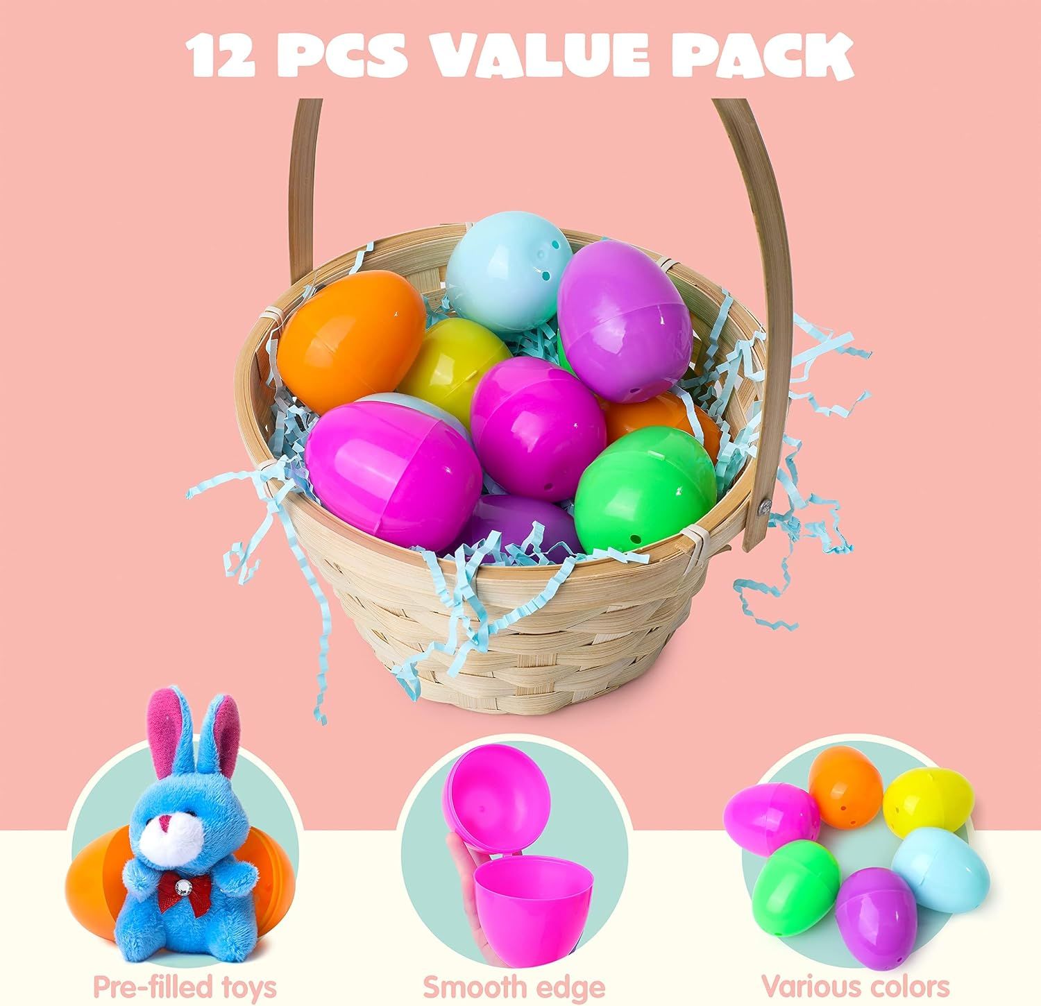 12pcs Easter Egg Hunt Plush Animal Toys Set