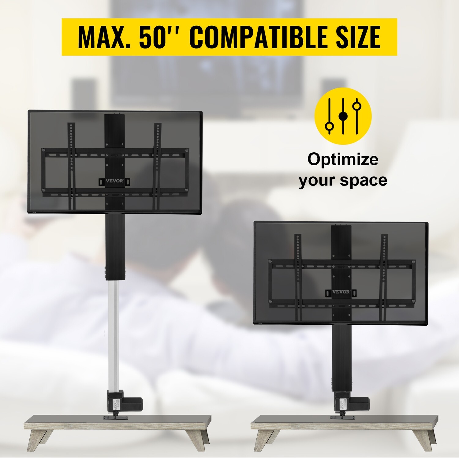 Universal TV Stand Monitors, Swivel &amp; Height Adjustable