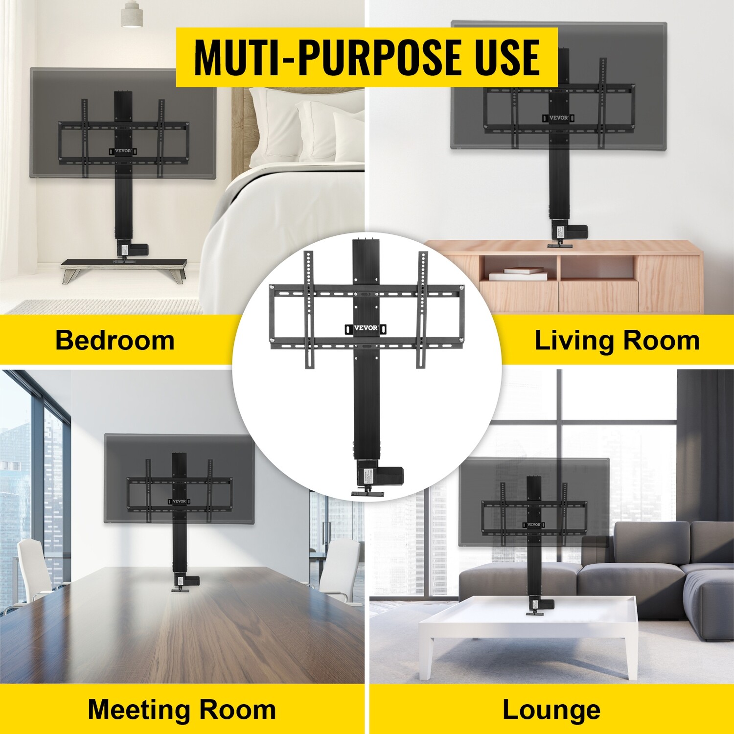 Universal TV Stand Monitors, Swivel &amp; Height Adjustable