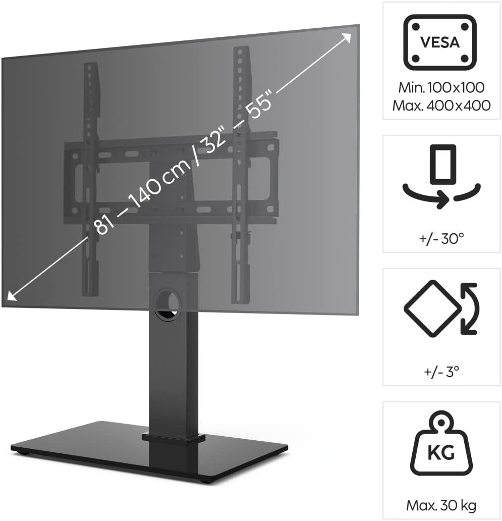 Universal TV Stand Monitors, Swivel &amp; Height Adjustable