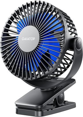 Small USB Rechargeable Clip-On Mini Desk Fan – 2000mAh Battery, 360° Rotation