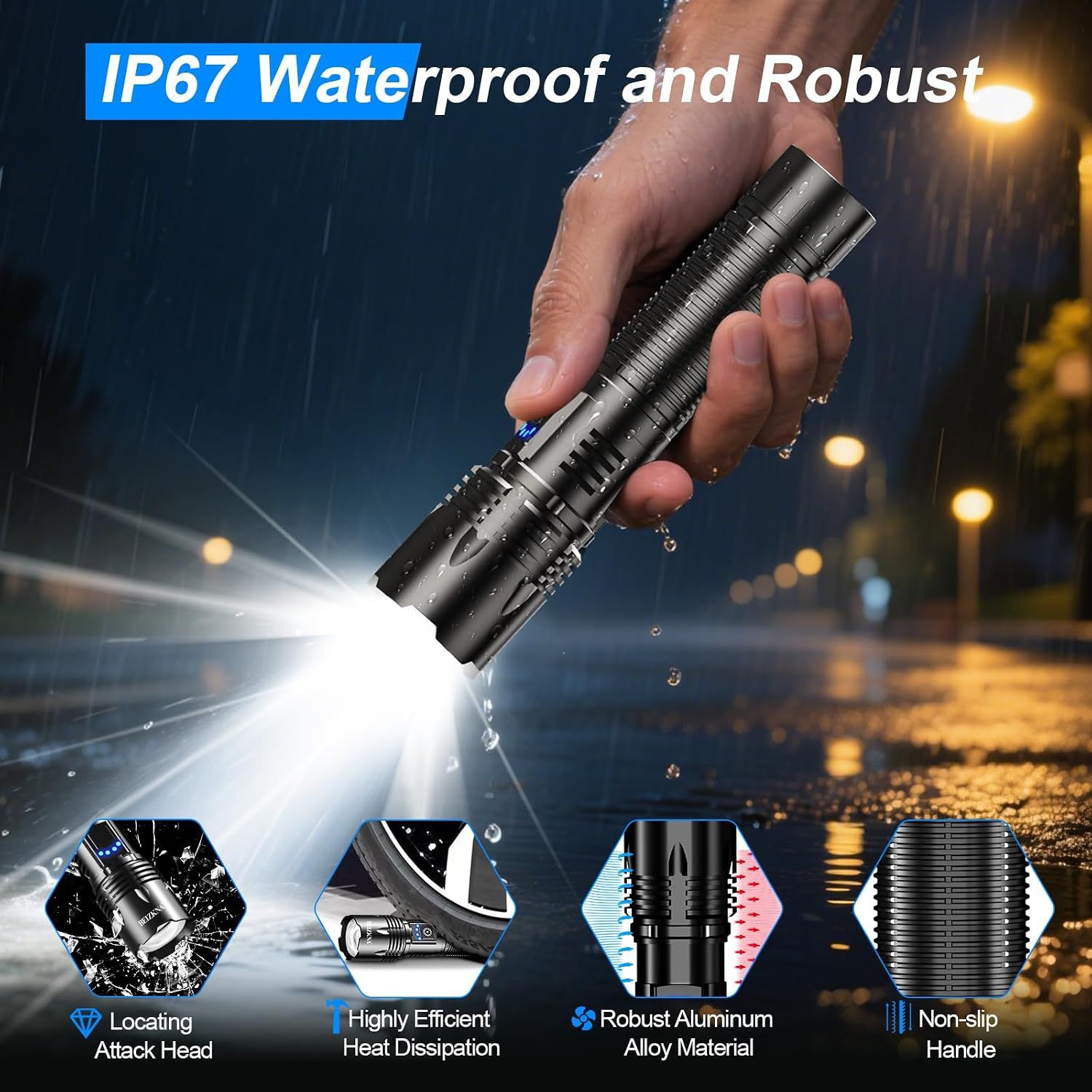 Super Bright LED Torch USB Rechargeable Flashlight