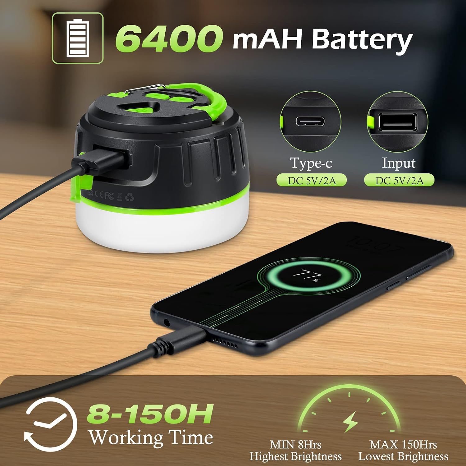 Portable Rechargeable LED Camping Lantern with Remote Control