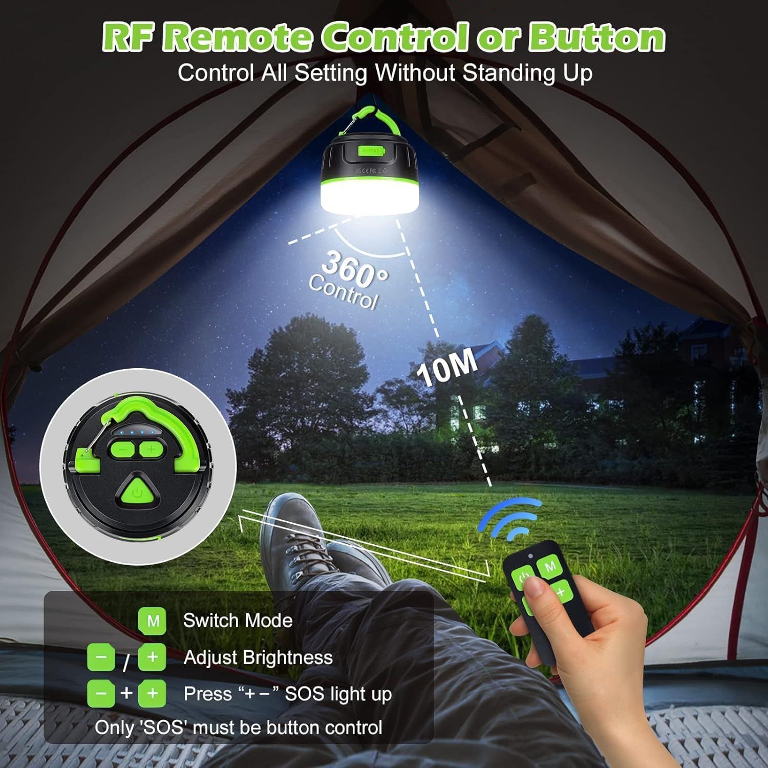 Portable Rechargeable LED Camping Lantern with Remote Control
