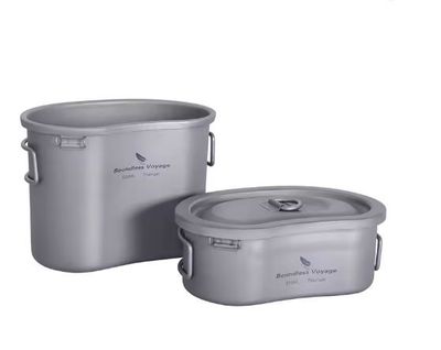 Titanium Cooking Pot Portable Camping Pots and Pans Set Canteen Mess Kit Bushcraft Equipment for Outdoor Hiking Backpacking