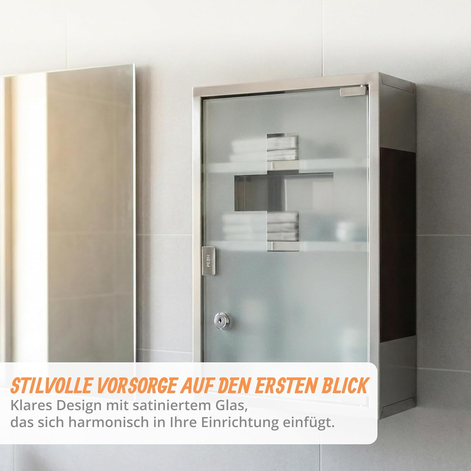 Steel Lockable Medicine Cabinet – 3 Shelves | Stainless Steel | Brown