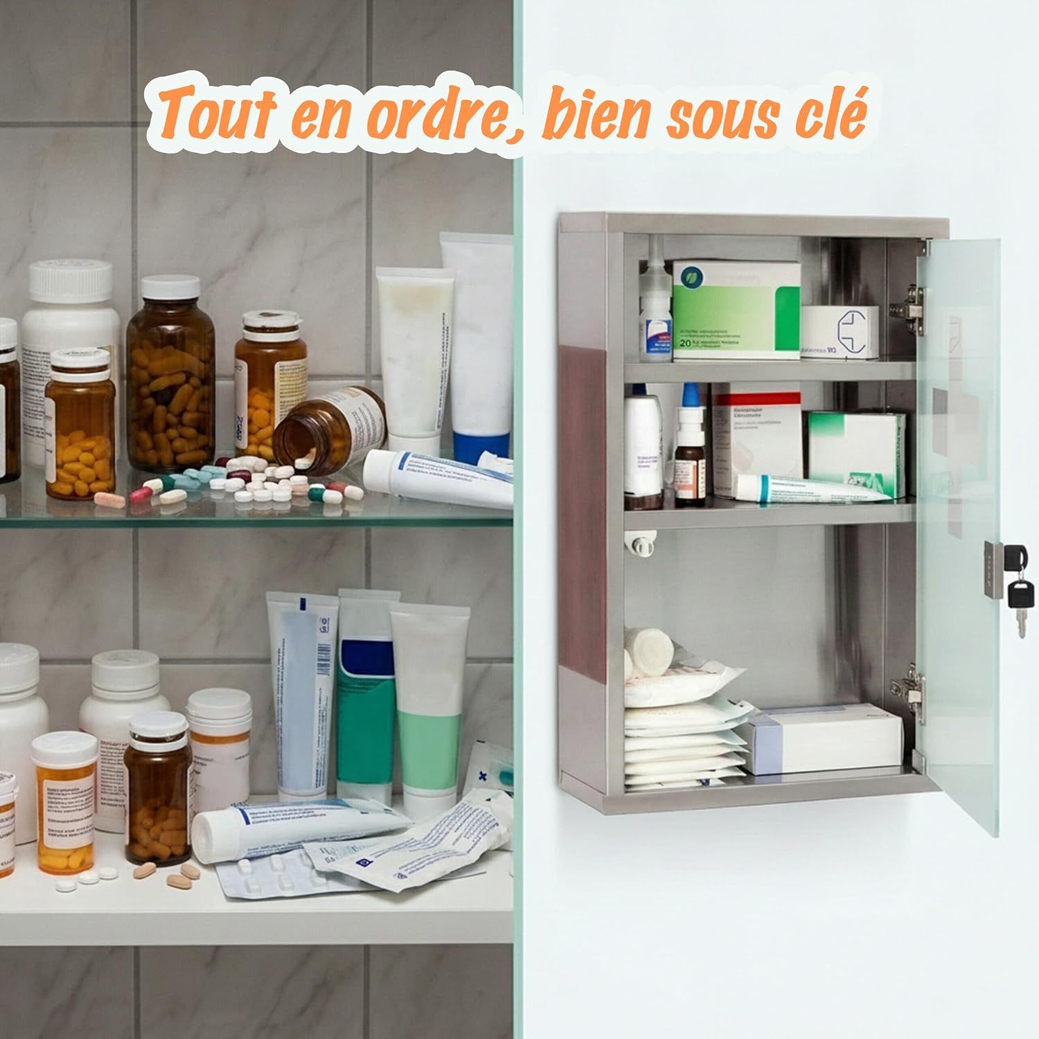 Wall-Mounted Stainless Steel Medicine Cabinet