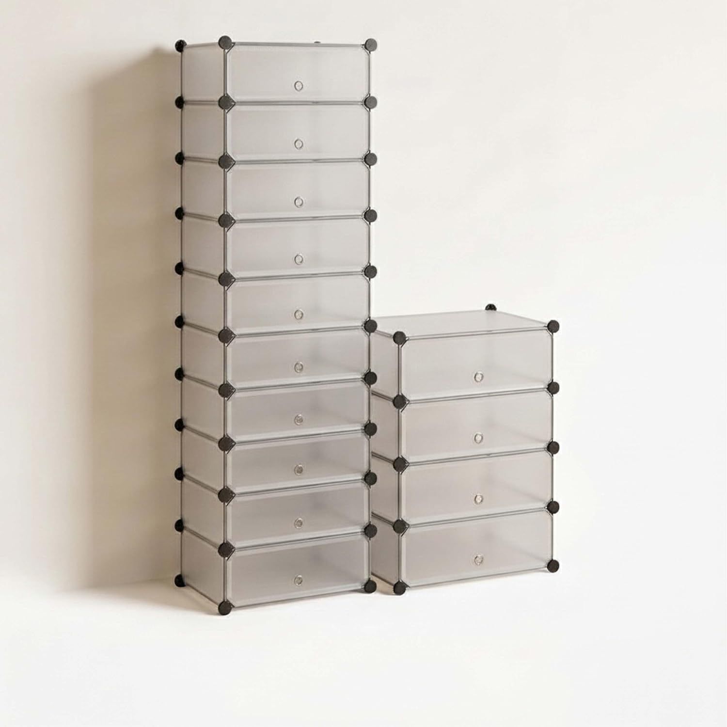 Shoe Rack, Transparent Shoe Storage Cabinet – 20+ Pair, 10-Tier Modular Plastic Shoe Organizer