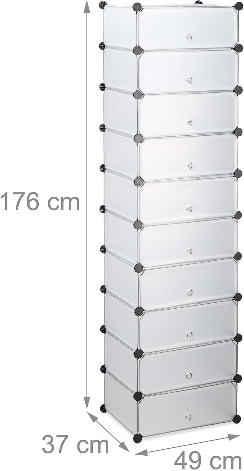 Shoe Rack, Transparent Shoe Storage Cabinet – 20+ Pair, 10-Tier Modular Plastic Shoe Organizer