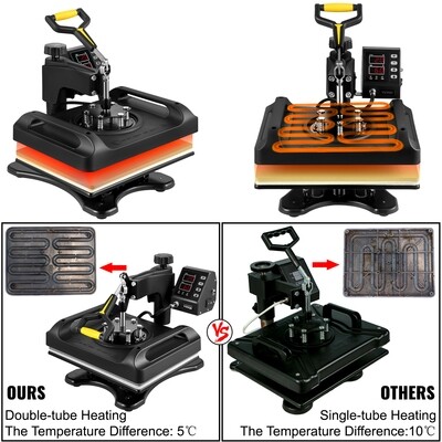 Sublimation heat press machine 12 x 15-inch 5-in-1 heat press set