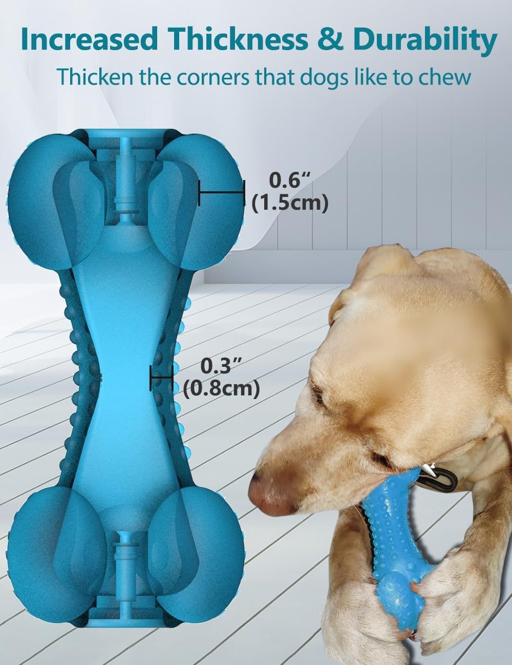 Rubber Chicken Toy for Dogs – Durable Bacon-Flavored Dental Squeaky Chew Toy for Medium &amp; Large Dogs