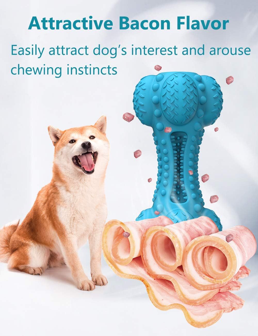 Rubber Chicken Toy for Dogs – Durable Bacon-Flavored Dental Squeaky Chew Toy for Medium &amp; Large Dogs