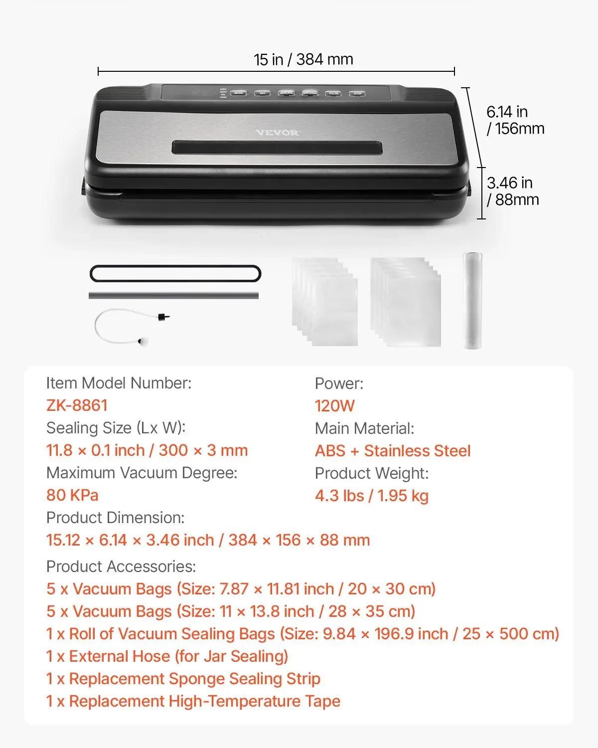 Vacuum Sealer 7 in 1 Food Sealing Machine 120W