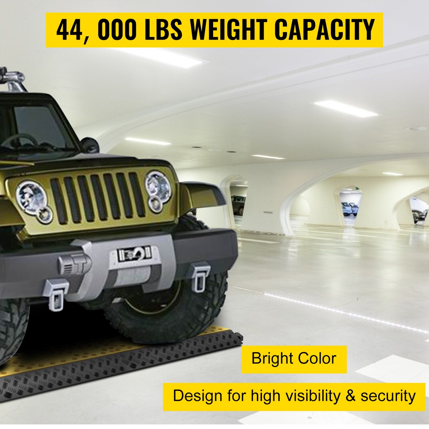 Rubber 3-Channel Heavy-Duty Cable Protector Ramp – 94.5 × 50 × 8 cm, 6,600 lb Capacity