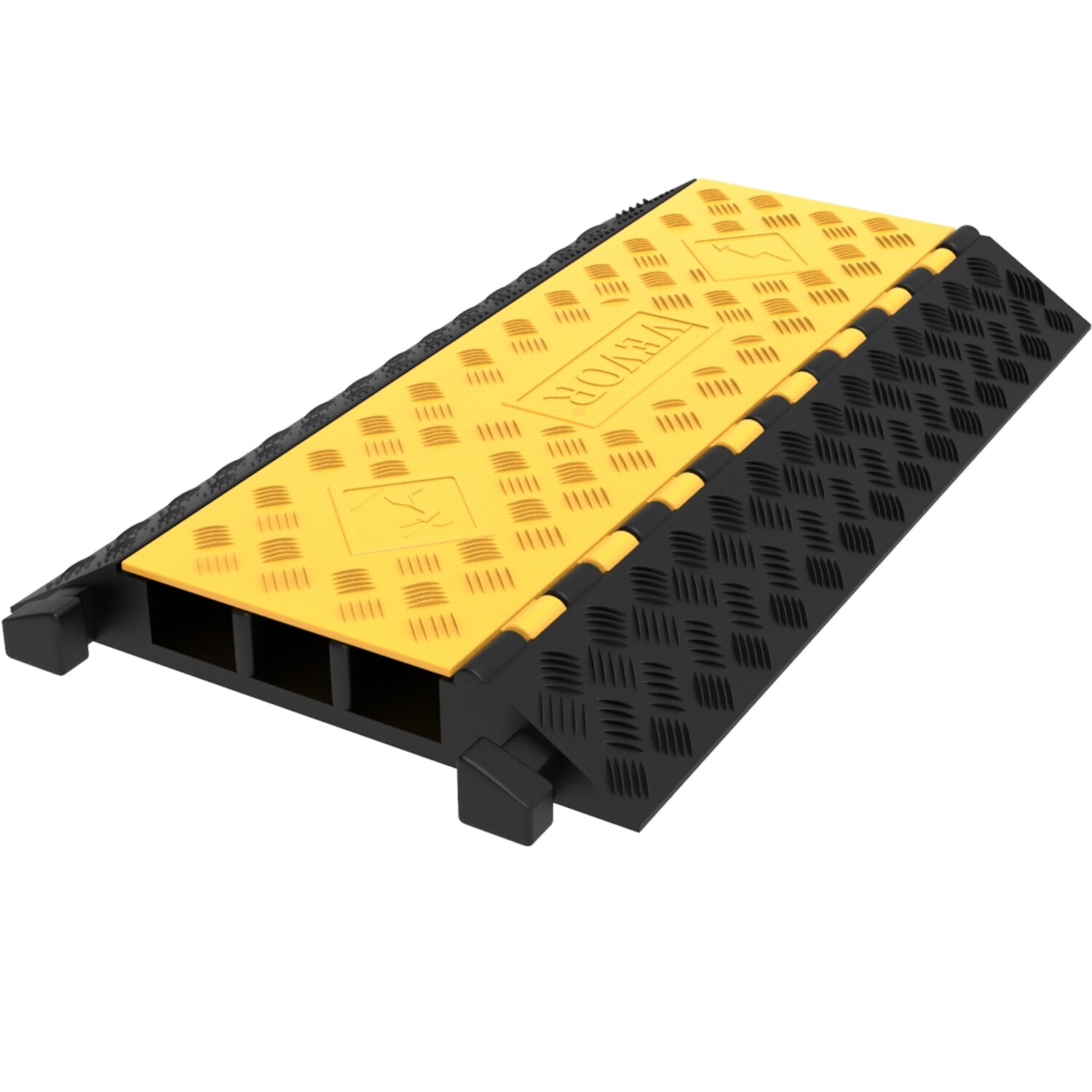 Rubber 3-Channel Heavy-Duty Cable Protector Ramp – 94.5 × 50 × 8 cm, 6,600 lb Capacity
