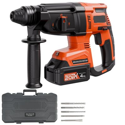 SDS-Plus 20V 4.0Ah Cordless Rotary Hammer Drill – 4-in-1 Heavy-Duty Power Tool Kit
