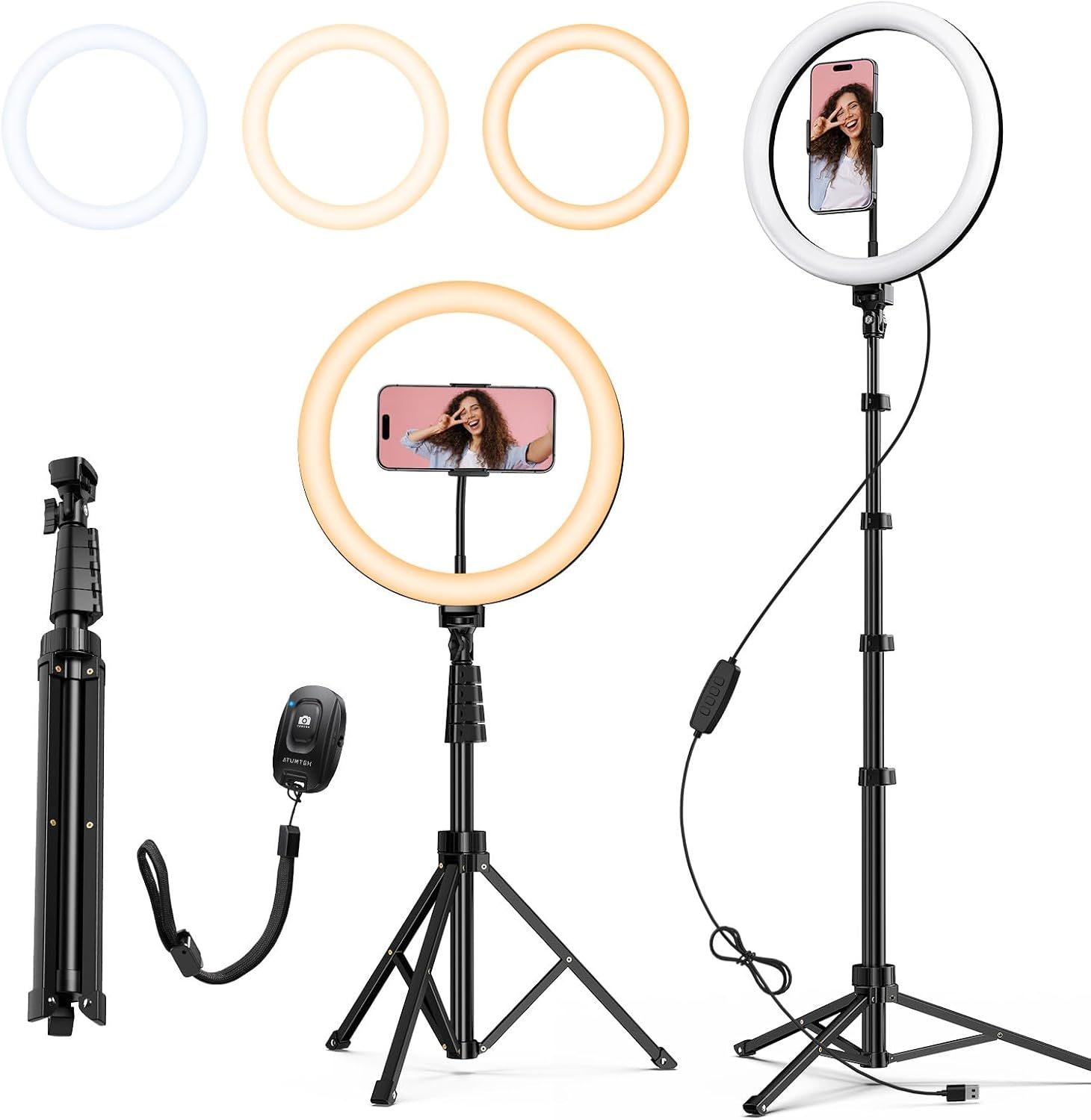 Ring Light with Adjustable Tripod &amp; Bluetooth Remote – 2700K–7000K
