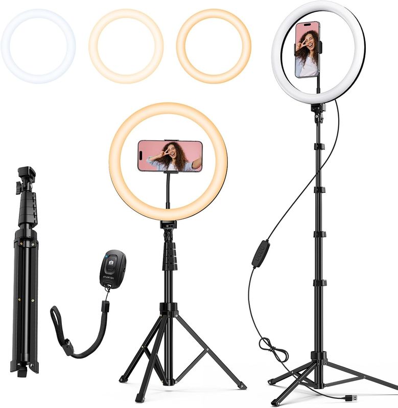 Ring Light with Adjustable Tripod &amp; Bluetooth Remote – 2700K–7000K