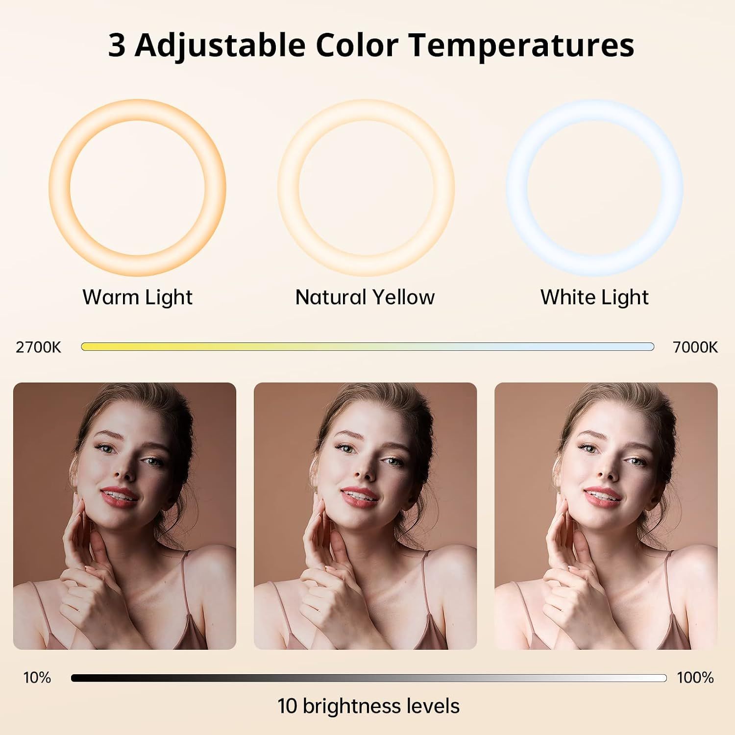 Ring Light with Adjustable Tripod &amp; Bluetooth Remote – 2700K–7000K