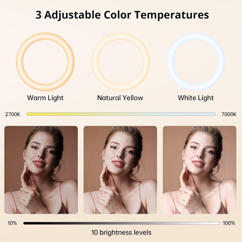 Ring Light with Adjustable Tripod &amp; Bluetooth Remote – 2700K–7000K