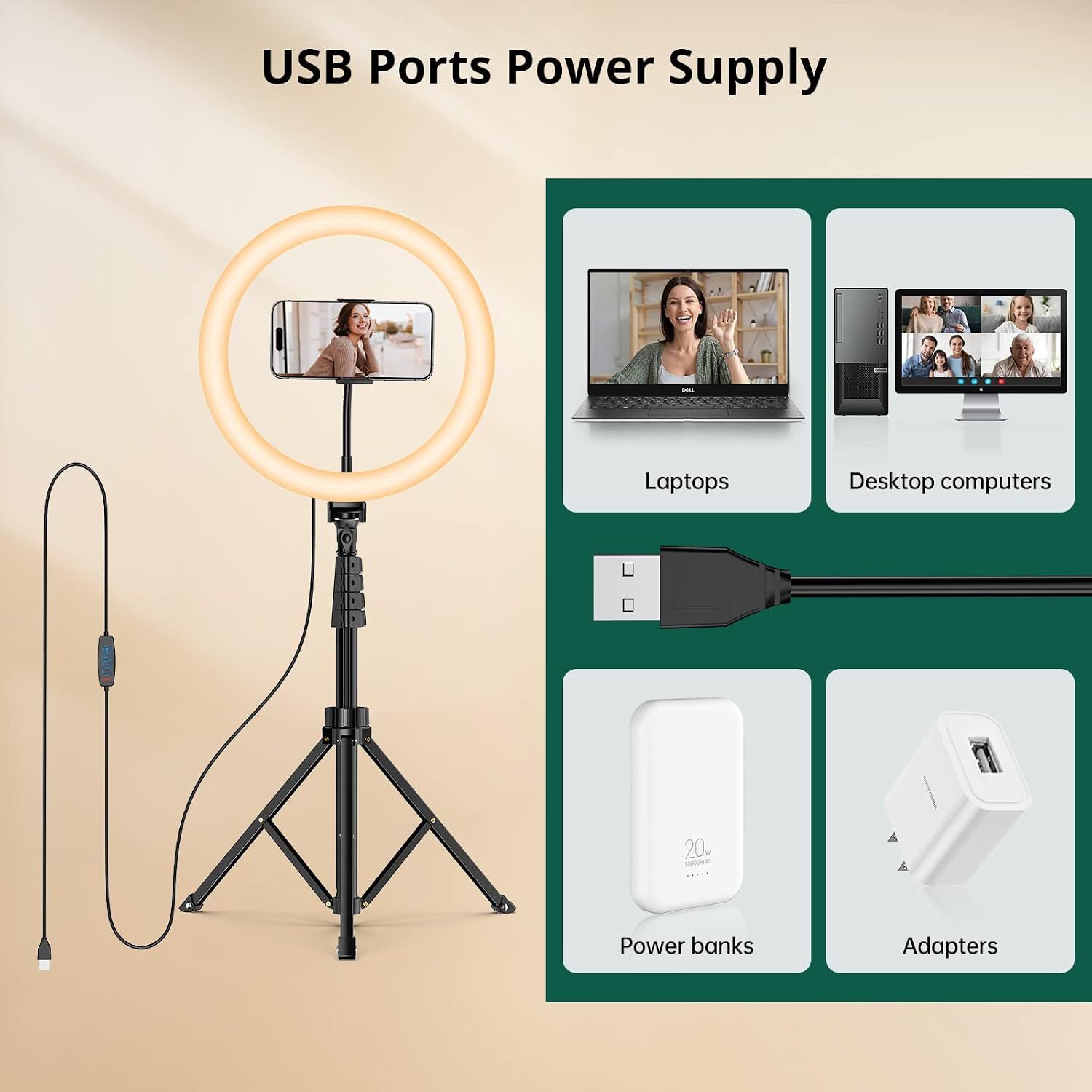 Ring Light with Adjustable Tripod &amp; Bluetooth Remote – 2700K–7000K
