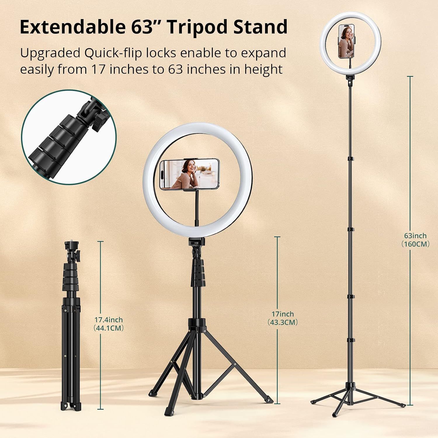 Ring Light with Adjustable Tripod &amp; Bluetooth Remote – 2700K–7000K