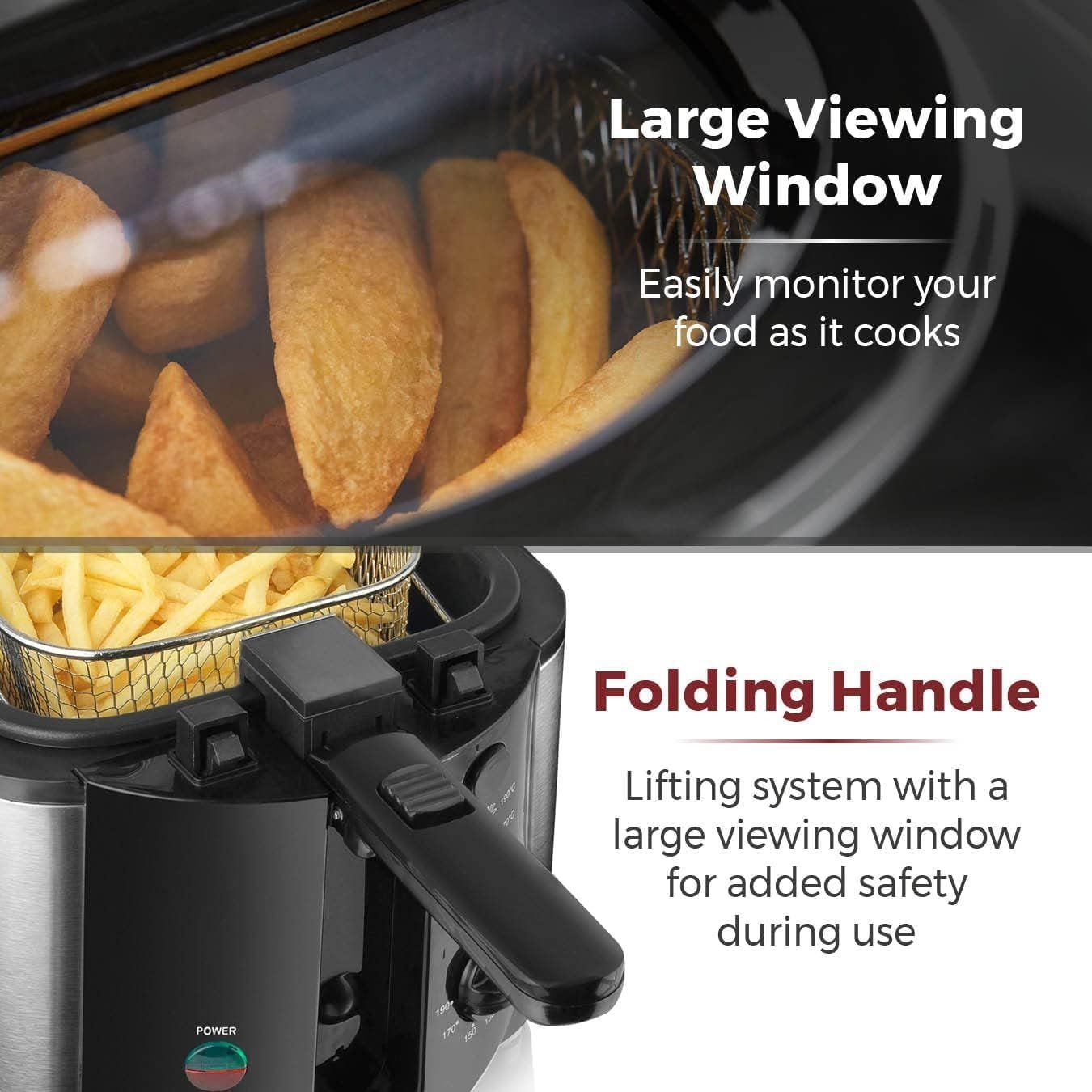 Deep Fat Fryer with Adjustable Thermostat, 2L, 1500W, Black