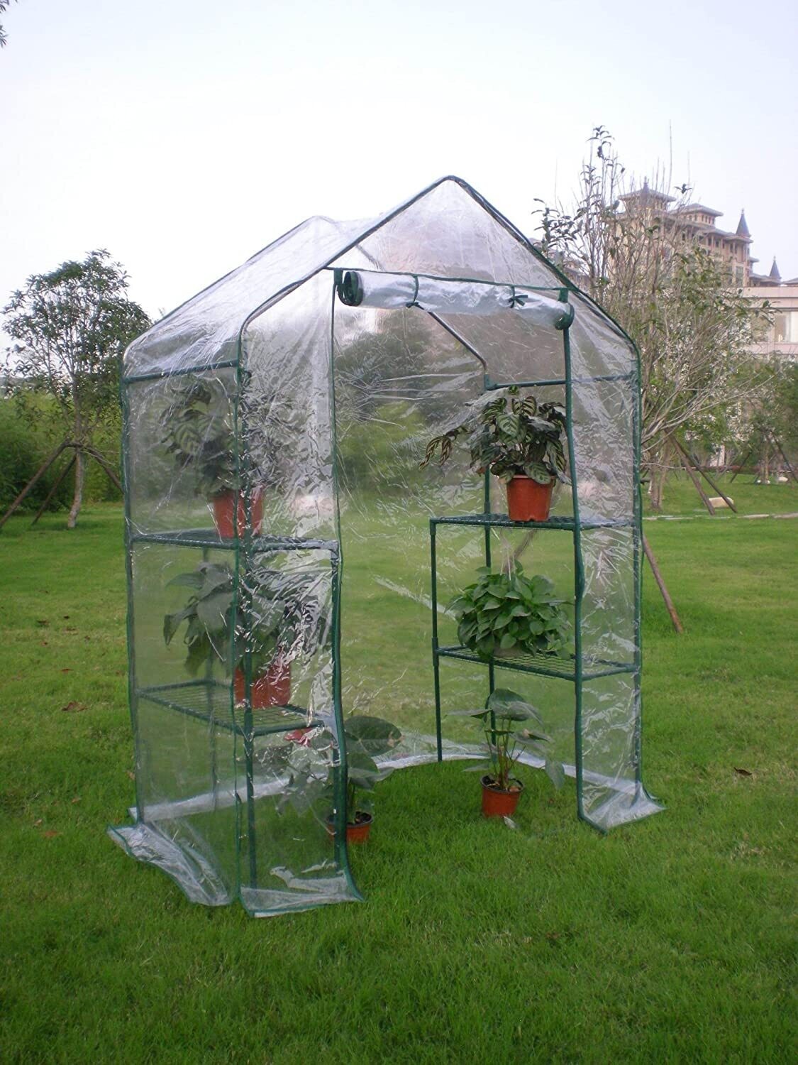 Walk In Greenhouse with Shelves 143x73x195cm