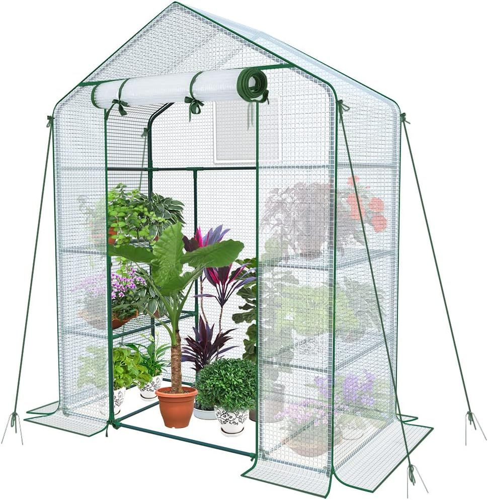 Walk In Greenhouse with Shelves 143x73x195cm