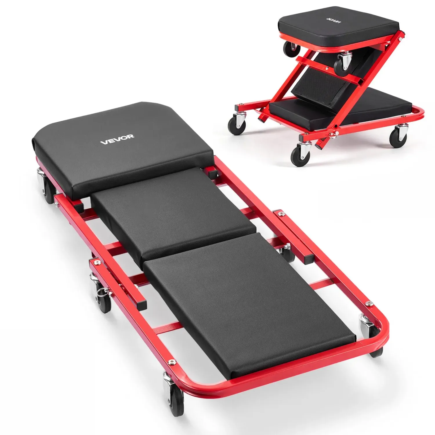 Folding Mechanic Creeper 204kg, Z Creeper Seat &amp; Under Car Garage Roller