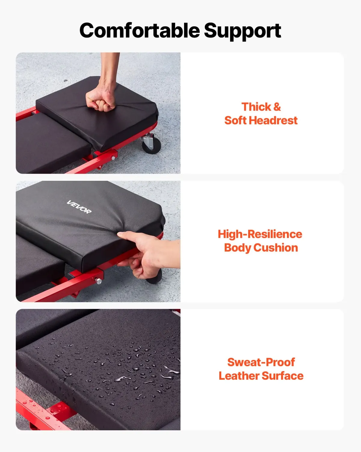 Folding Mechanic Creeper 204kg, Z Creeper Seat &amp; Under Car Garage Roller