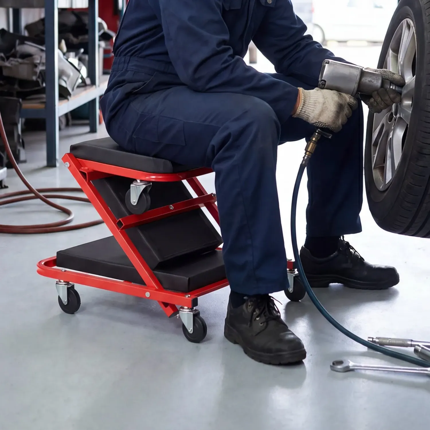 Folding Mechanic Creeper 204kg, Z Creeper Seat &amp; Under Car Garage Roller