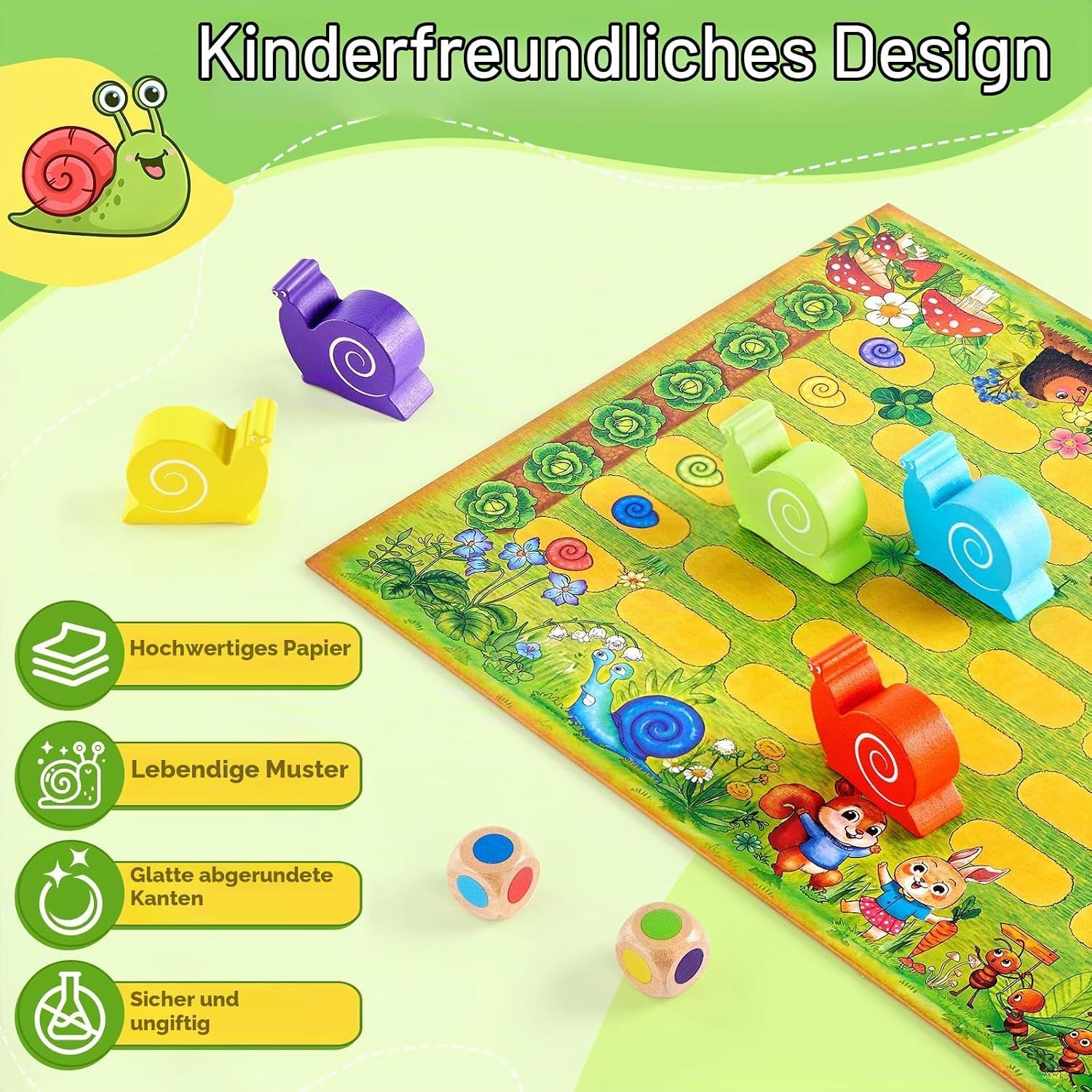 Small Little Snail Racing Board Game – Educational Montessori Game for Kids