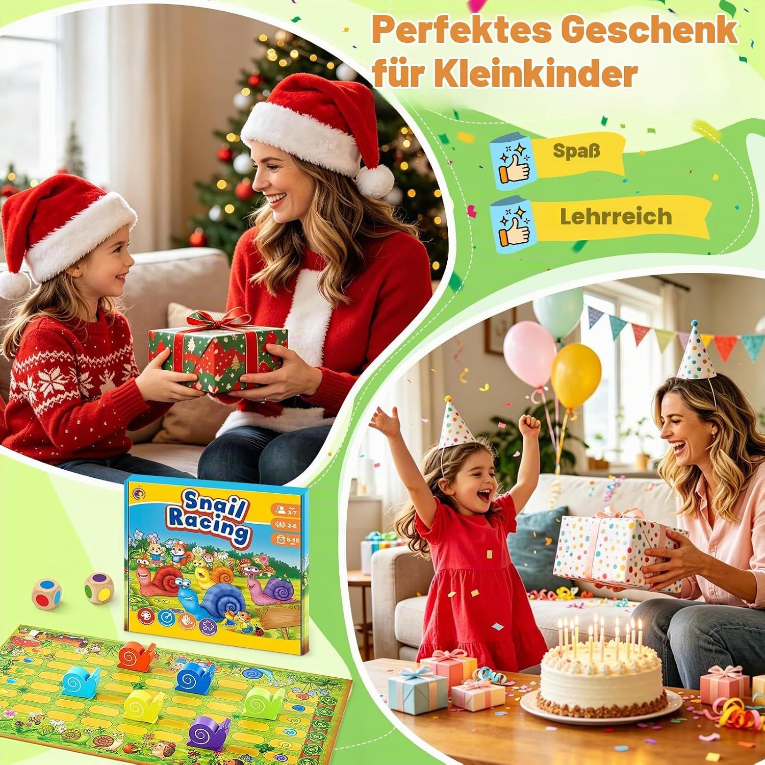 Small Little Snail Racing Board Game – Educational Montessori Game for Kids
