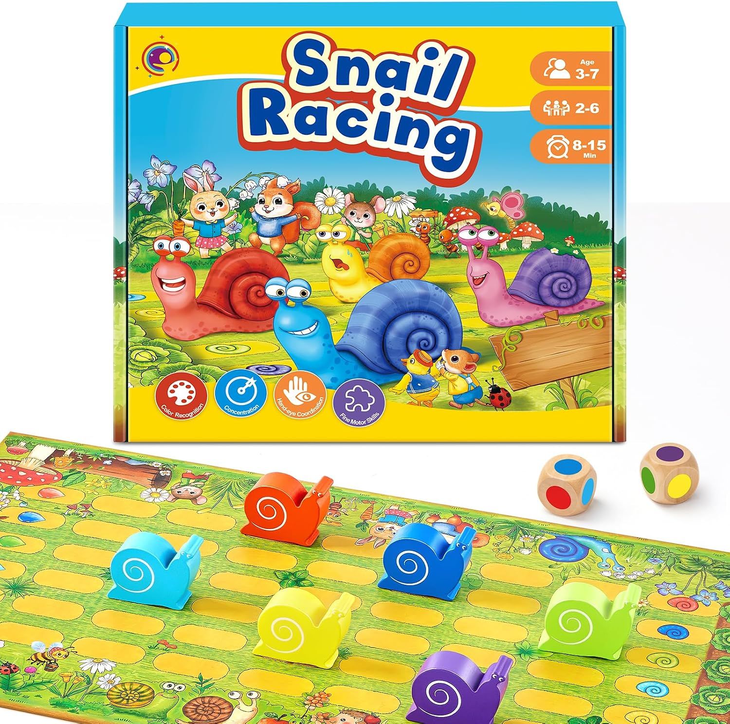 Small Little Snail Racing Board Game – Educational Montessori Game for Kids